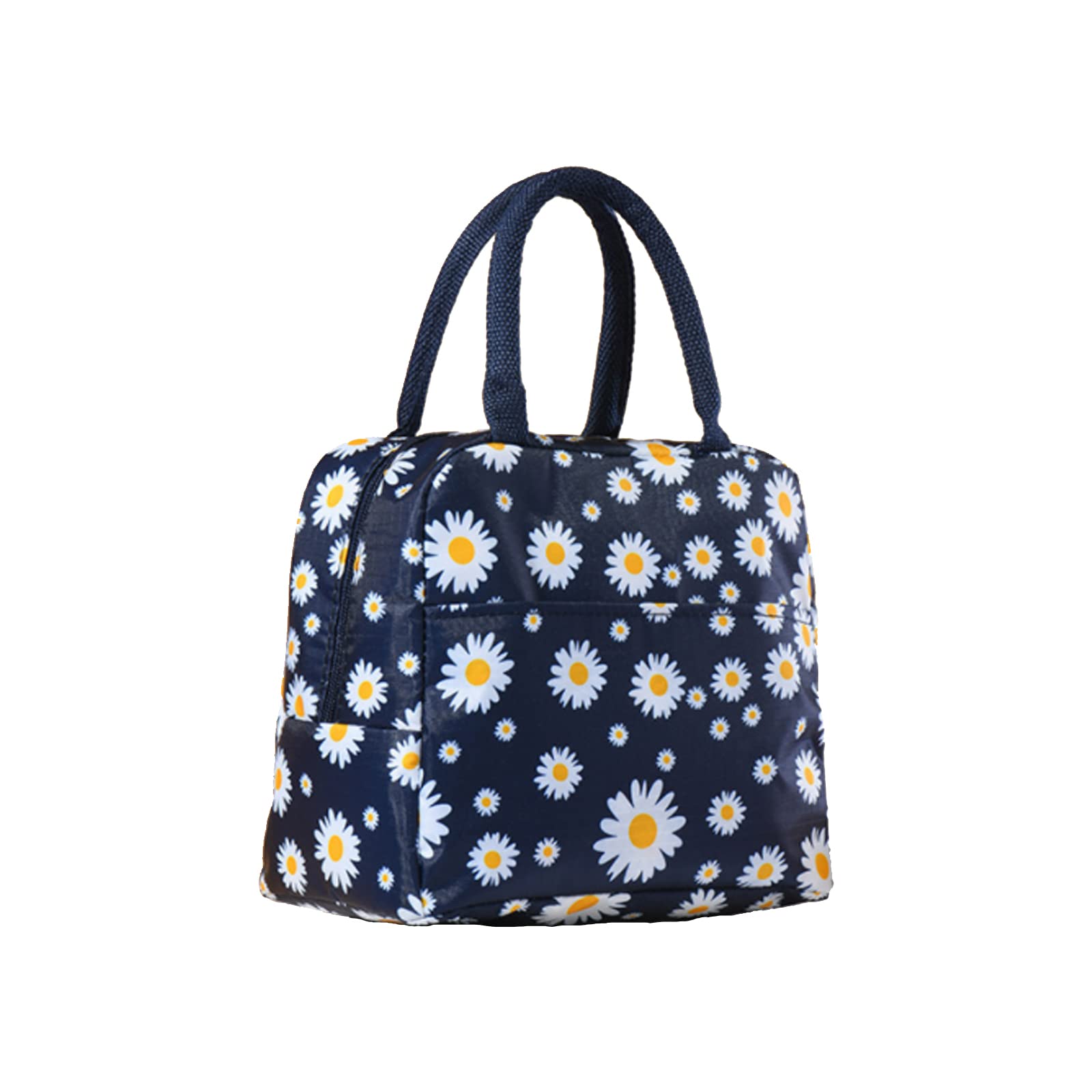 Elionless Insulated Lunch Bag, Portable Thermal Lunch Bags Cooler Bag Lunch Box Organizer Tote Bag for Women Adults Kids Girls Work School Picnic Camping Travel (Daisy Navy)