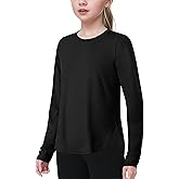 JOCMIC Girls Long Sleeve Shirts Kids Athletic Basic Tees for Gym Yoga Fall Tops Quick Dry UPF 50+ Sun Shirt