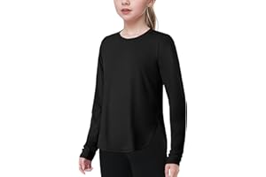 JOCMIC Girls Long Sleeve Shirts Kids Athletic Basic Tees for Gym Yoga Fall Tops Quick Dry UPF 50+ Sun Shirt
