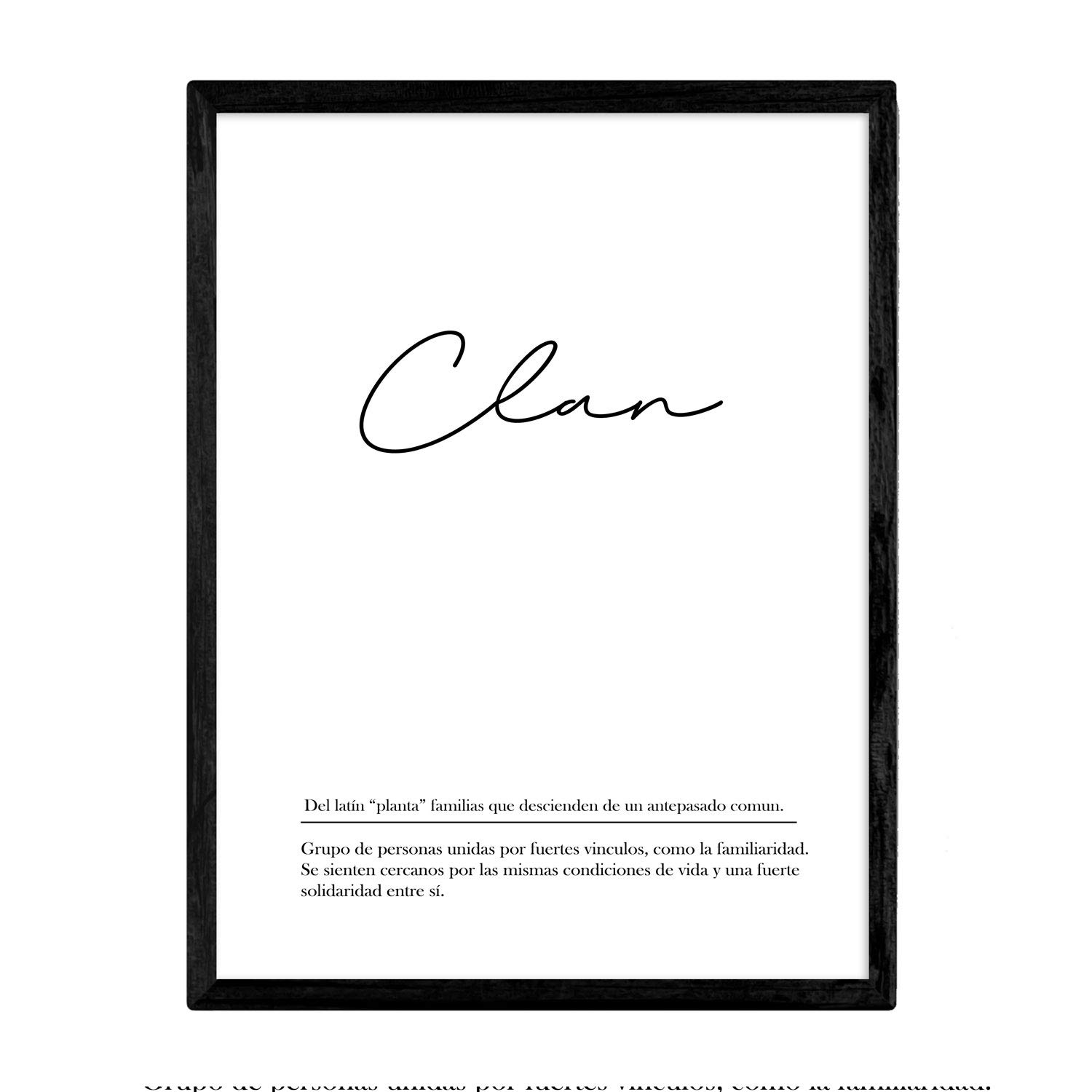 Nacnic Lmina con la definicin de la palabra Clan en tamao A4 sin marco con fondo Blanco nrdico — image 1