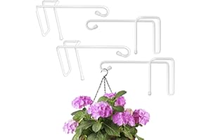 Vinazone Vinyl Fence Hooks for Hanging, Heavy Duty Patio Hangers, Outdoor Fence Hangers for Hanging Flower Baskets, Wind Chimes, Planters, Bird Feeders, Lights, Lanterns - 4 Pack - White Color
