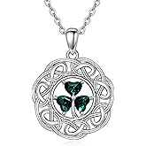 VONALA Clover Necklace Sterling Silver Celtic Green Shamrock Pendant Necklaces Irish Jewelry St Patricks Day Gifts for Women