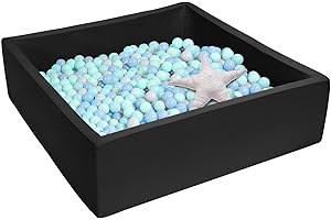 UHAPPYEE Extra Large Square Foam Ball Pit for Toddler, 47"x47"x14" Soft Ball Pit Poool with Removable Cover, Indoor Memory Sponge Ball Playpen Without Balls - Black