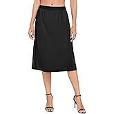 Vlazom Women's Satin Half Slip Lace Slip Skirt Long Half for Under Dress Skirt Extender S-XXL