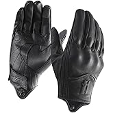 Harssidanzar Mens Winter Warm Leather Motorcycle Gloves with Touchscreen GM041US