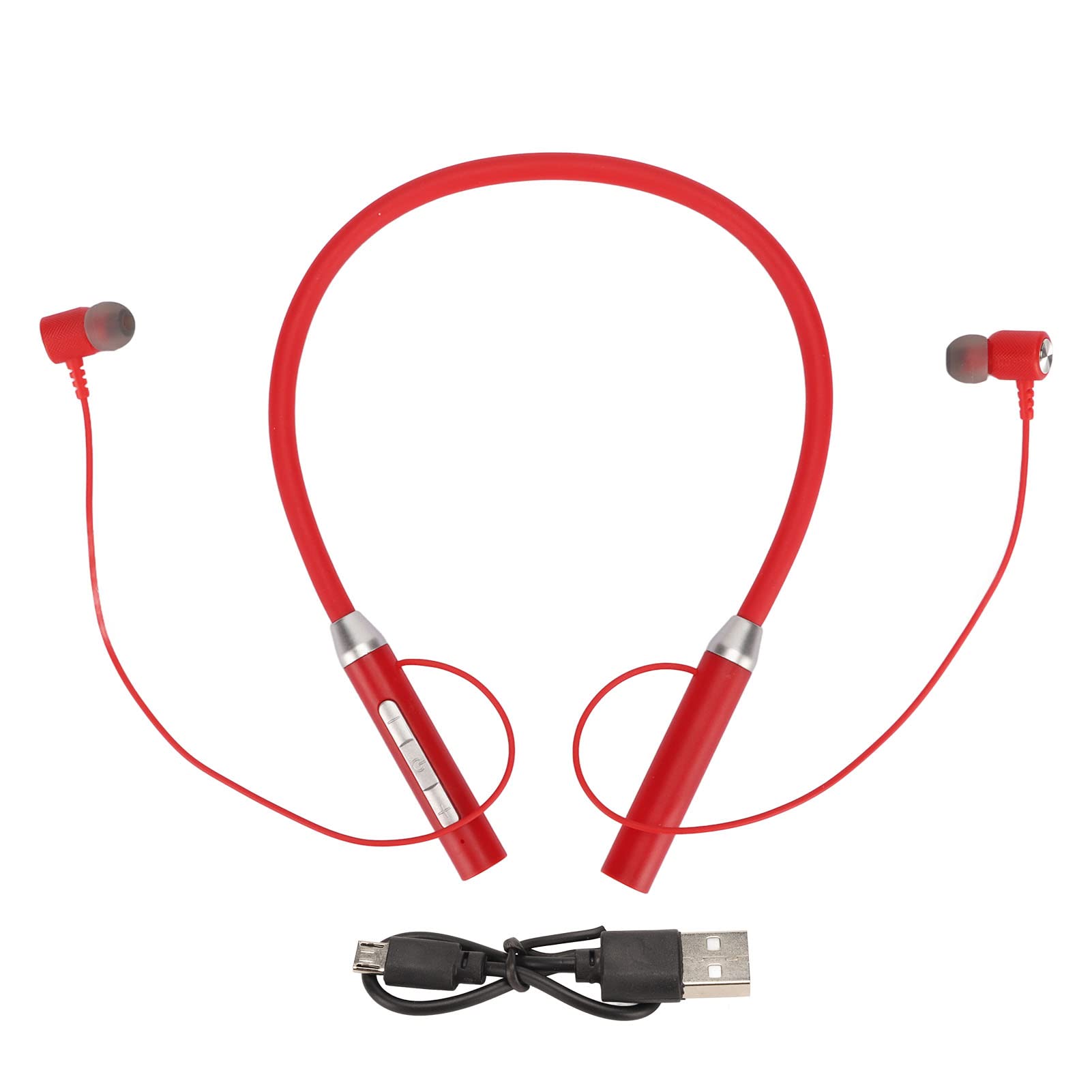 Photo 1 of Neckband Headphones, Wireless Neckband Headset with Retractable Earbuds, Waterproof Workout Neckband Headphones Stereo Earphones (Red)