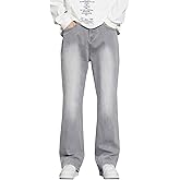 Mens Straight Leg Bootcut Jeans Stretch Mid Rise Relaxed Slim Fit Flared Jeans 90s Vintage Light Washed Denim Pants