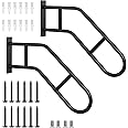 SMONTER Wall Mounted Handrails for Outdoor Stairs, U-Shaped Grab Bars Indoor, 1-3 Steps Garage Railing, Safety Metal Hand Rail for Elderly, Disabled, Pregnant Women, 2 pcs