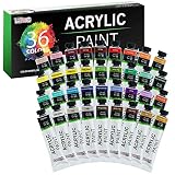 U.S. Art Supply Professional 36 Color Set of Acrylic Paint in Large 18ml Tubes - Rich Vivid Colors for Artists, Students, Beginners - Canvas Portrait Paintings - Bonus Color Mixing Wheel