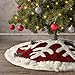 Ivenf Christmas Tree Skirt, 48 inches Luxury Red Burlap Snowflake with White Thick Plush Faux Fur Trim Skirt, Rustic Xmas Tree Holiday Decorations…