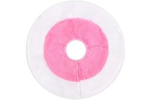 MUYULIN Pink Christmas Tree Skirt for Mini Christmas Tress 11 inch Pink and White Small Xmas Tree Skirts for Party Festival Table Tree Skirt Candlesticks Decorations Fireplace Christmas Indoor Supply