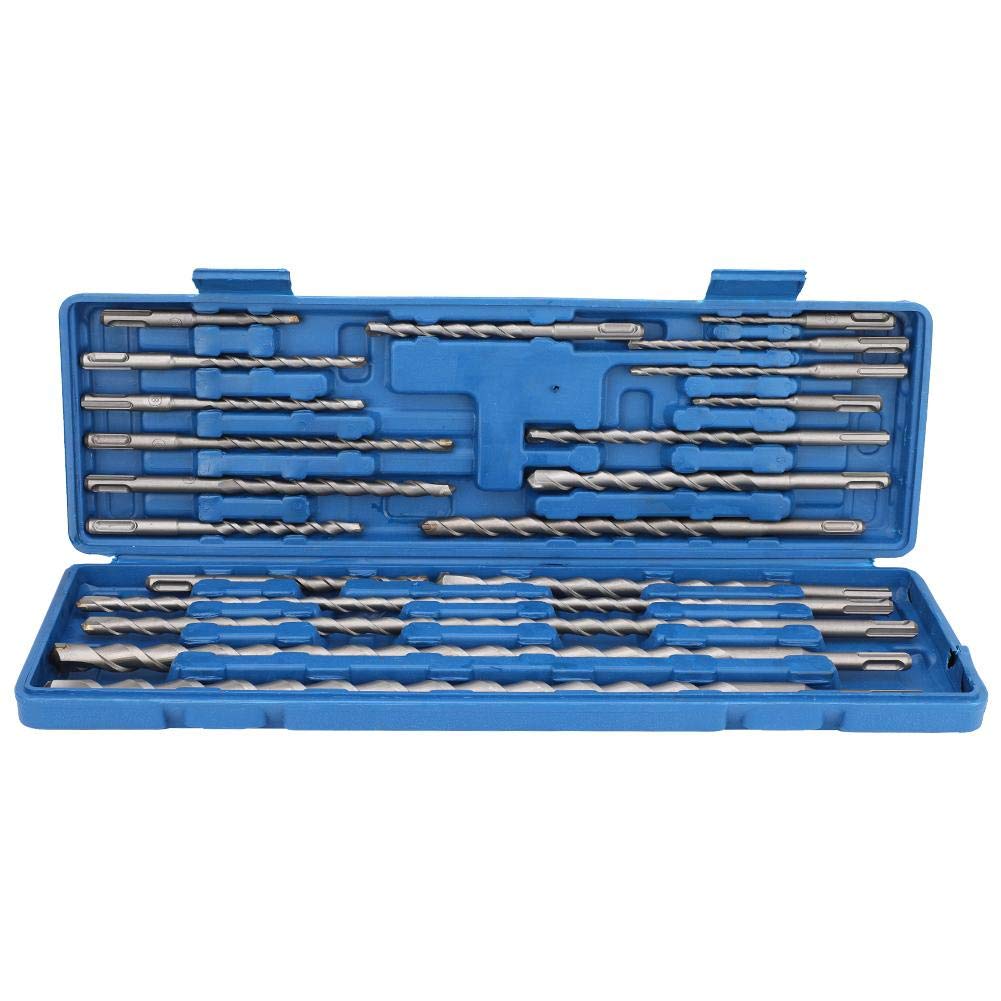 SDS Plus Shank Fits Rotary Hammer, 20Pcs SDS Rotary Hammer Drill Bits Chisel Set Tool Hole Tool Set Drilling with Blue Tool Box For Bricks Concrete, Masonry, Wall, Stone