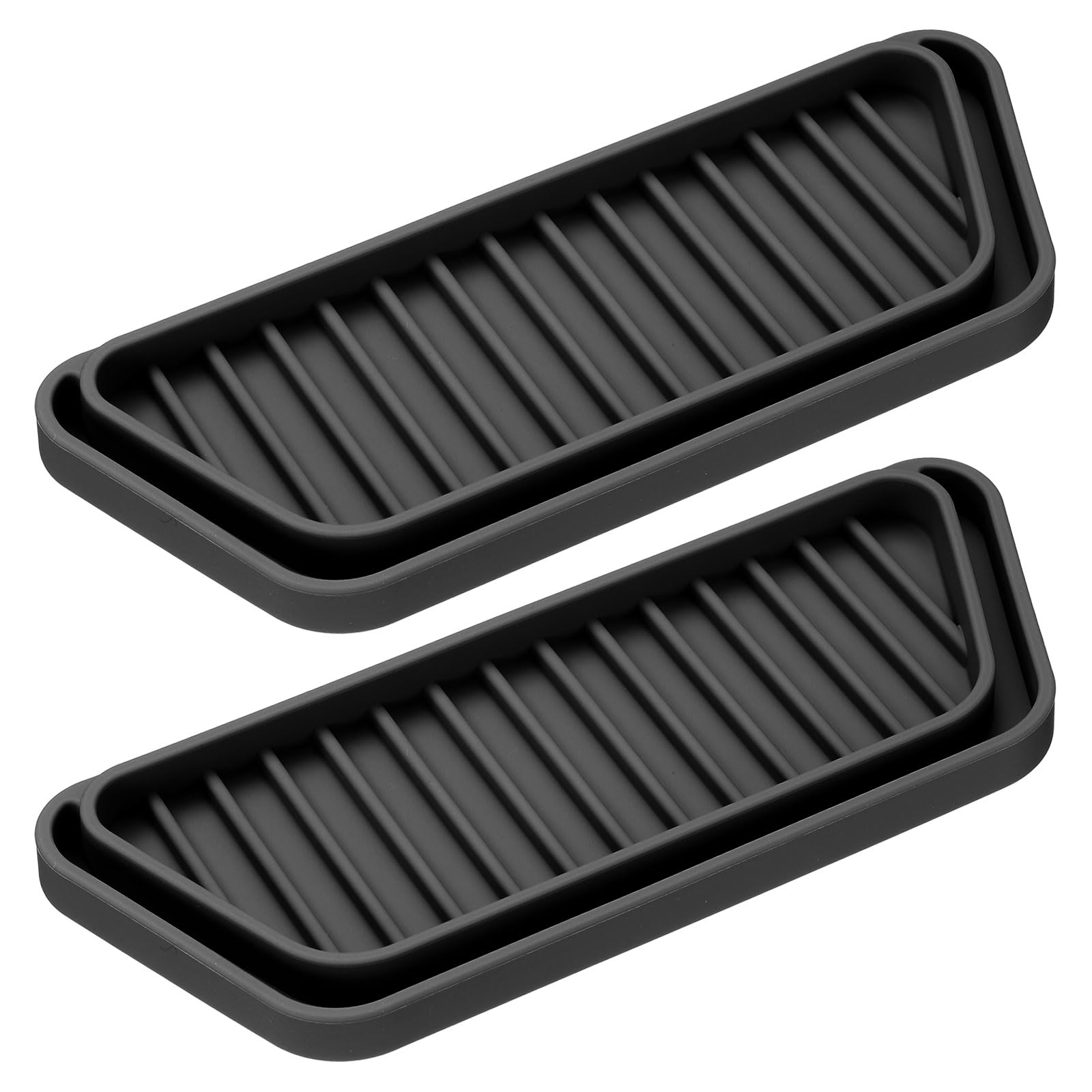 uxcell 2 Pack Refrigerator Drip Catcher, Silicone Mini Fridge Drip Tray, Rectangular Refrigerator Drip Pan Prevents Water Splashes, Water Spots, Black