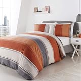 Fusion Betley Stripe Reversible Duvet Cover Set Spice King view 2