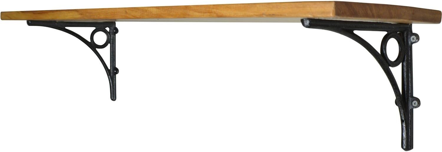 Cast Iron Reclaimed Wood Wall Shelf 36" Rustic Lodge