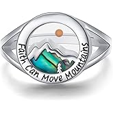 Ladytree Mustard Seed Cross ring for Women Sterling Silver Faith Moves Mountains ring Religious Inspirational Christian Jewelry Gift