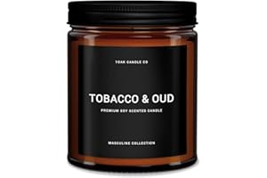 1OAK Scented Candles for Men (Tobacco & Oud) - Tobacco Candle - Tobacco and Oud Scented Candle - Tobacco Pipe Candle - Cigar Scented Candle - Long Burning Candles Premium - Soy Wax (7oz.)