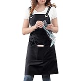 Aiden Brothers Kitchen Artist Apron for Chef, BBQ & Grill, 6 Deep Pockets with 1 Zipper Pocket,100% Cotton, M-XXL
