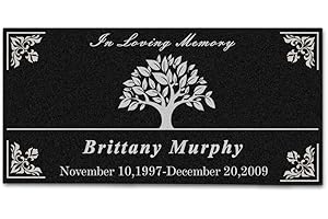 CUMMOSP Personalized Memorial Granite Stone,Headstones for Graves,Garden Memorial Stones,Memorial plaques for Outdoors,Cemete