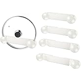 YONGJIA New Upgrade 4 Pack Adjustable Pot Lid Holder, Lid Organizer Fits 6" to 14" Lids, with Screw Hole Position and Sticky