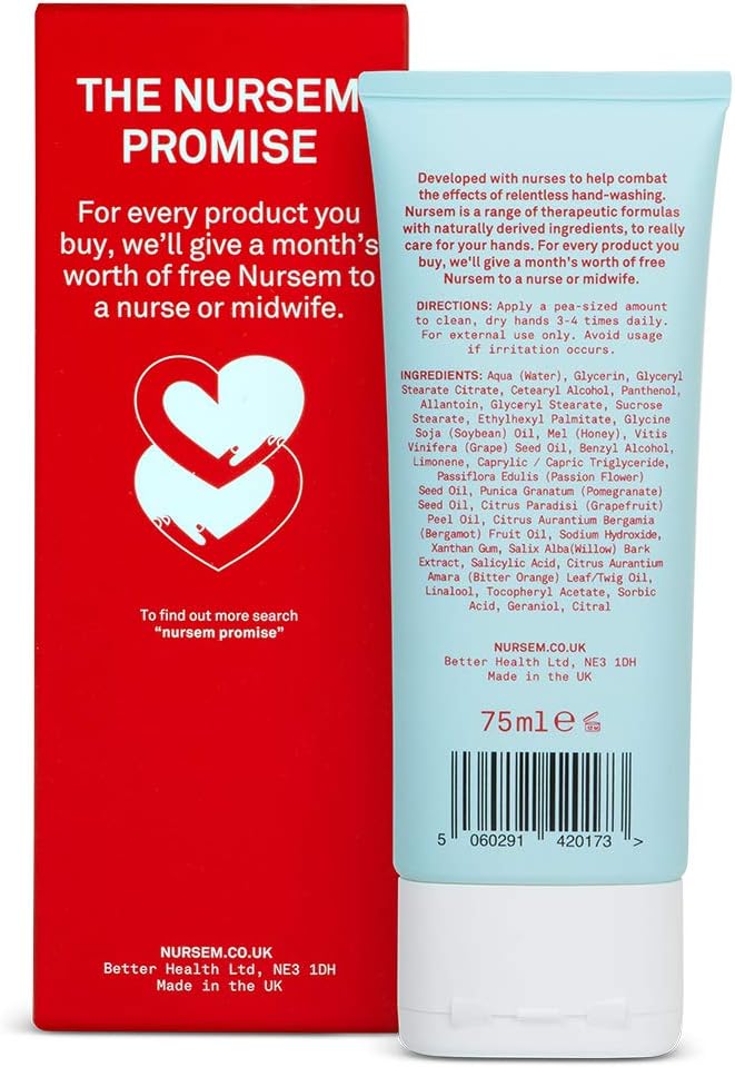 Nursem Caring Hand Cream, 75ml, Fast-Absorbing Moisturising Hand Cream for Dry Sore, Sensitive or Over-Washed Hands, Soothes - Image 3