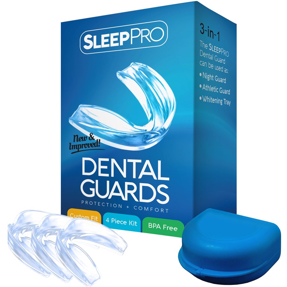 Mouth Guard for Grinding Teeth and Clenching - Night Guards to Prevent TMJ and Bruxism - Professional Dental Guards for Mouth and Jaw Pain - 3 Custom Fit Teeth Guards + Antibacterial Case : Beauty