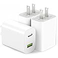 3 Pack USB C Charger Block, Dual Port Type C Wall Charger Fast Charging Power Adapter Cube for iPhone 14/14 Pro/14 Pro Max/14 Plus/13/12/11, XS/XR/X, iPad, Samsung, More