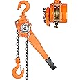 MYOYAY Manual Lever Chain Hoist 3/4 Ton Heavy Duty Ratchet Chain Hoist Chain Come Along 20 feet Ratchet Puller with 2 Hooks for Warehouse Garages Construction Zones Lifting Goods & Dragging Loads