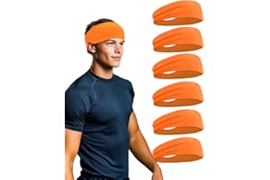 KNINMDOR 6 Pack Sport Headbands for Men & Women, Sweat Wicking Workout Sweatband, Bright Hairband for Running, Cycling, Football, Yoga