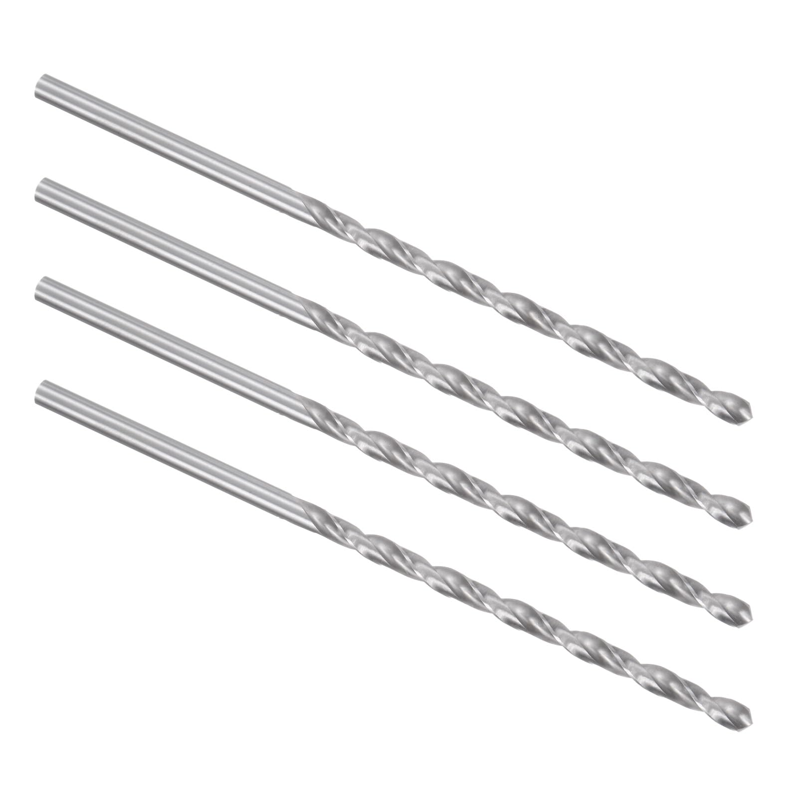 Kozelo 4PCS Twist Drill Bit - [5.5mm] High-Speed Steel Cobalt Round Shank Jobber Bit Set Silver Tone for Metal Wood Plastic Steel Use, 101mm / 3.98" Blade Length