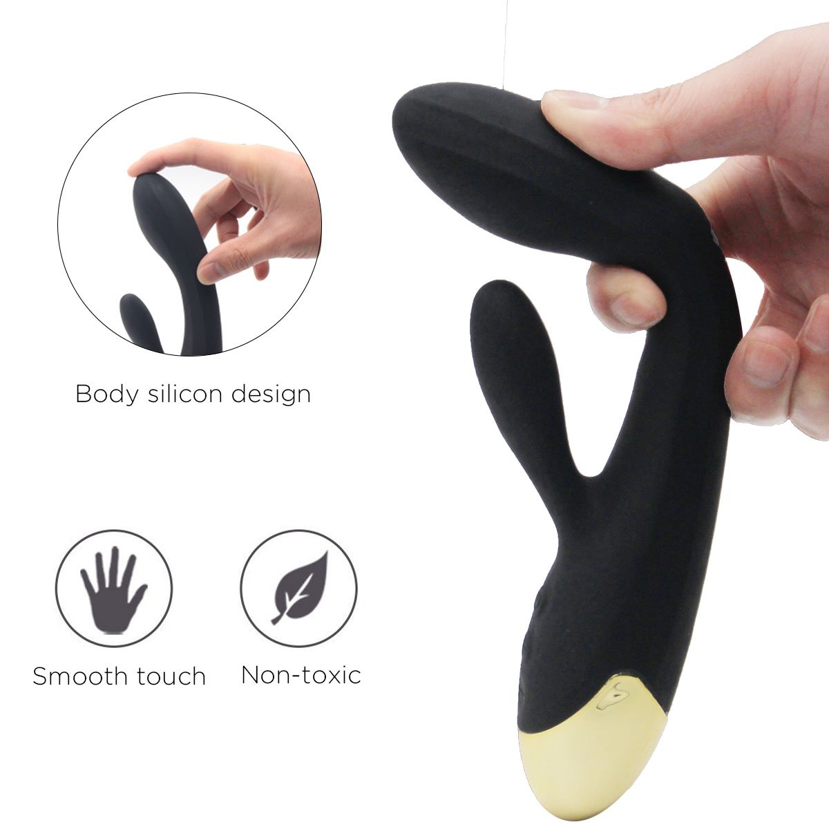 Waterproof Wand Massager 10 Mode Vibration Mute Rechargeable Vibration Body Massage for Home Personal Fitness Sports (Black)