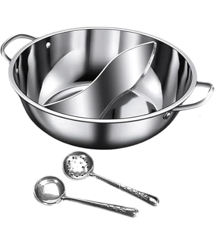 Divided Pot Leefasy Rotating Hot Pot - Divided Stainless Steel Pot With ...