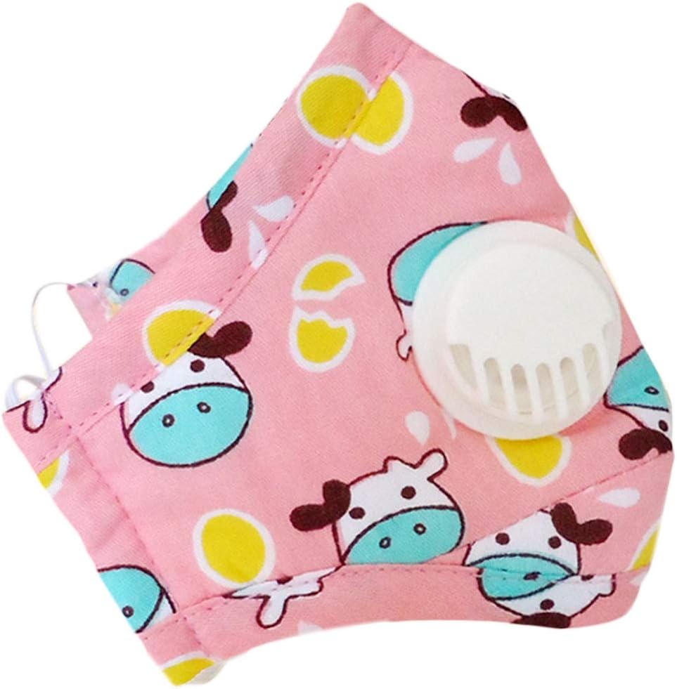 Keshida Winter Children Kids Dustproof Washable Cotton N95 Mouth Mask Cartoon Car Strawberry Printed Adjustable Respirator with Breath Valve Replaceable Filter 3-12T