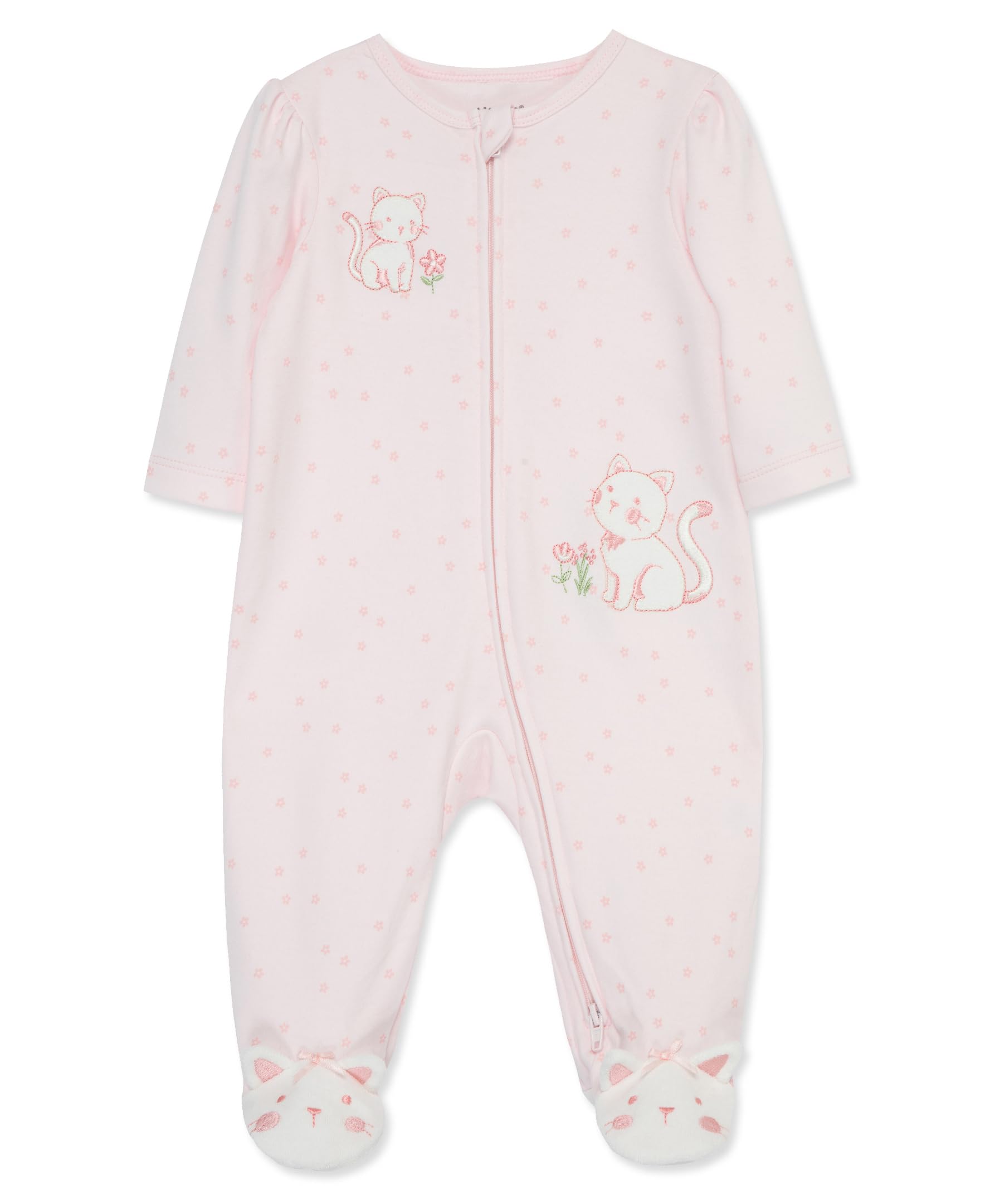 Photo 1 of ** DIFFERENT MODEL & COLOR ** Little Me Clothes for Baby Girls' 100% Cotton Scratch-Free Tag Footed One-Piece Romper Sleeper, Sweet Kitties, 9 Months
