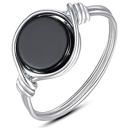 Fiklon Black Onyx Rings Crystal Rings for Women