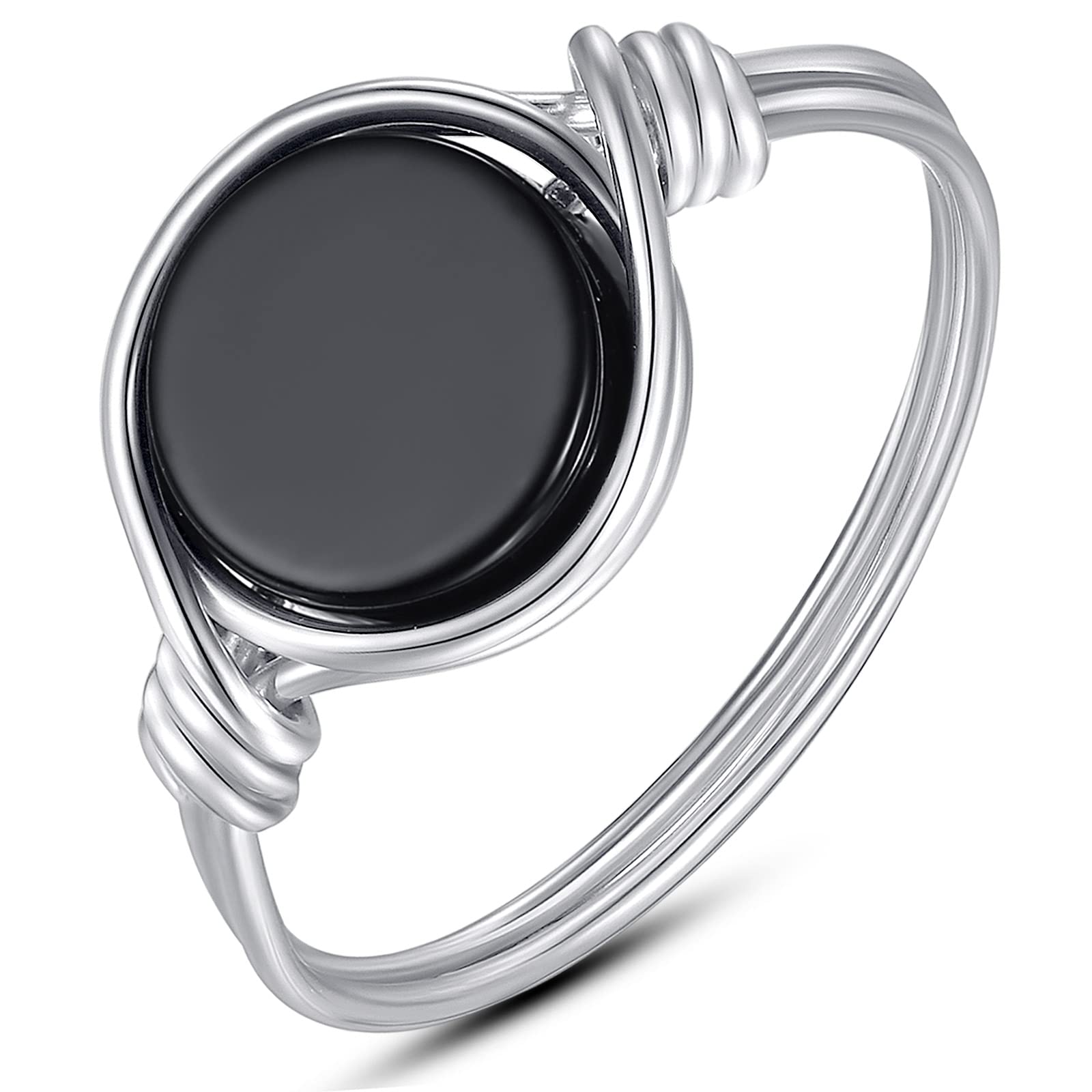 Fiklon Black Onyx Rings Crystal Rings for Women