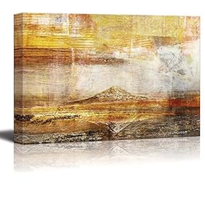 Abstract Canvas Art - Mountain on Yellow Background - Giclee Print Modern Wall Art | Stretched Gallery Wrap Ready to Hang Home Decoration - 12x18 inches