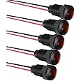 Gebildet 5pcs LED Plastic Indicator Pilot Light AC/DC 12-24V Mounting Hole Size 12mm(Red)