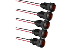 Gebildet 5pcs LED Plastic Indicator Pilot Light AC/DC 12-24V Mounting Hole Size 12mm(Red)