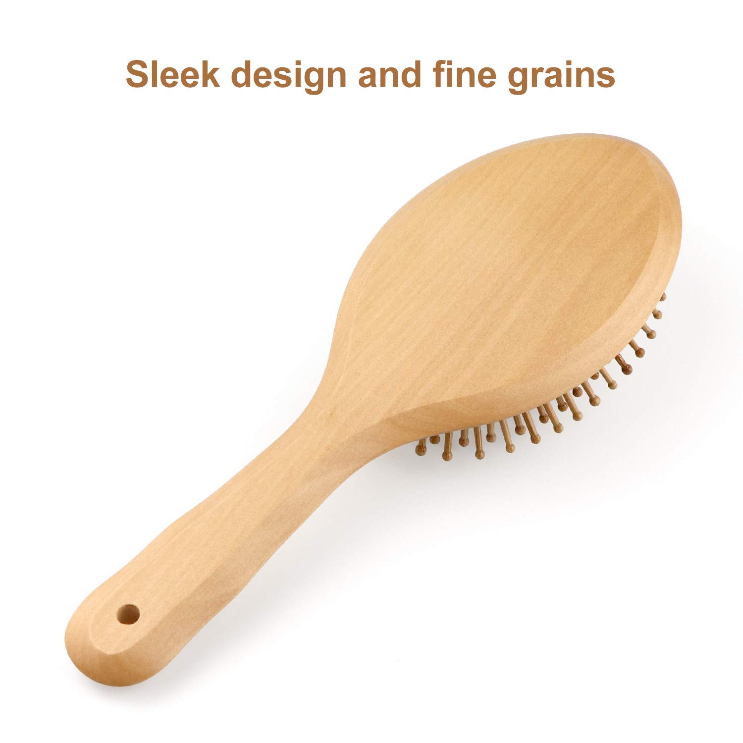 SENWOW Wooden Hair Brush with Wooden Bristles, Anti Static Detangling Cushioned