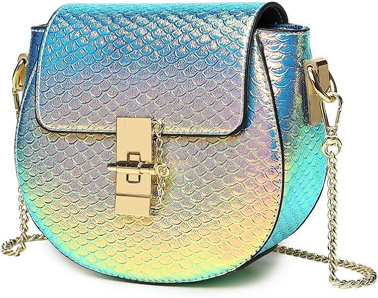 Hologram Iridescent Mermaid Leather Shoulder Bag Crossbody Bag Purse for Women