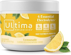 Ultima Replenisher Daily Electrolyte Powder Drink Mix – Sugar Free – Lemonade, 30 Servings – Hydration Powder with 6 Key Elec