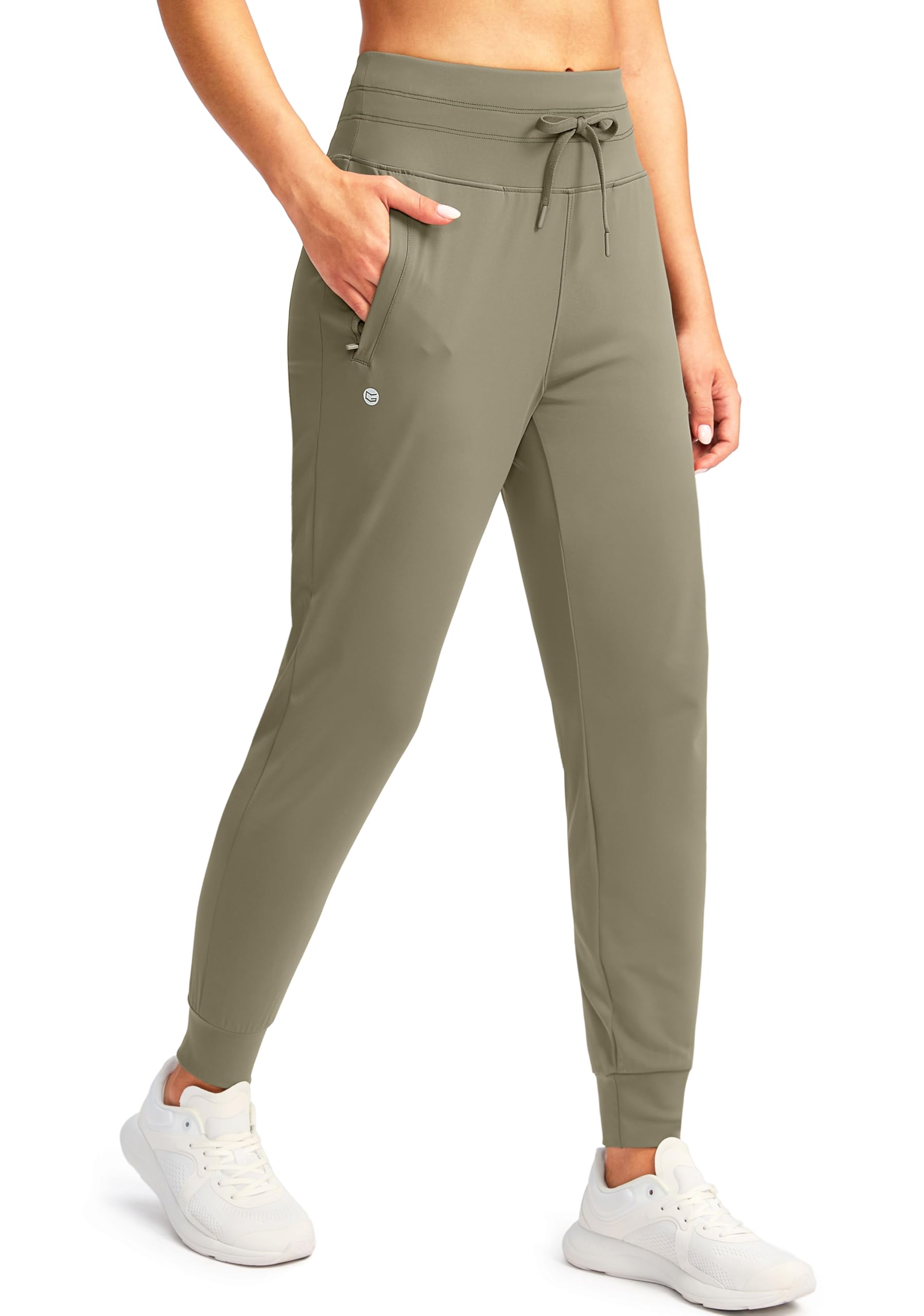 G Gradual Women's Joggers Pants with Zipper Pockets High Waisted Sweatpants Athletic Tapered Pants for Women Lounge Workout(Bronze Green,XL) Image