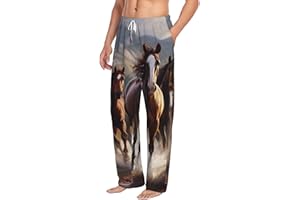 NONHAI Mens Pajama Pants Horses Sleep Pant Men's Lounge PJs Sleepwear Pants with Pockets