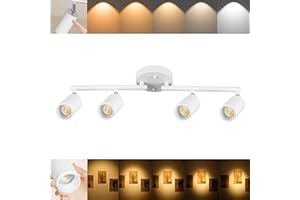 Ajbvp 5Color LED Track Lighting Kit 4 Lights Dimmable 48W Track Light,Zoomable15°/24°/36°/45°/60°-2700K/3000K/3500K4000K/5000K,Track Lighting for Accent Task Kitchen,Lumen 4800 (White, 48W)