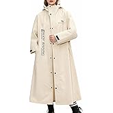 RINJOY Long Raincoat for Adults Reusable Waterproof Breathable Lightweight Jacket Poncho with Hooded for Men Women