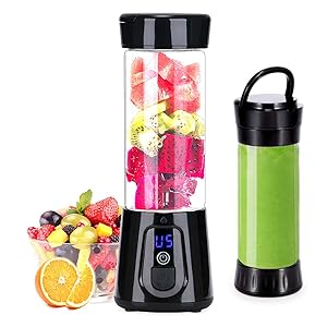 Portable Blender YouJiaBest 1.7 Cup with Easy Clean Glass Stainless Steel 6-Blade and Detachable Cup.USB Rechargeable Small Blender for Shakes and Smoothies