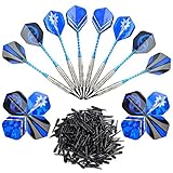 Wobe 12pcs 18g Soft Dart with 16 Dart Flights and 200 Dart Soft Tip Points, Electronic Darts Set for Bar Game Darts Target, Safety Kids Darts for Dartsboard Blue
