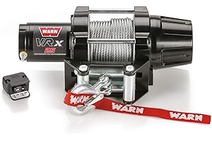 WARN 101025 VRX 25 Powersports Winch with Handlebar Mounted Switch and Steel Cable Wire Rope: 3/16" Diameter x 50' Length, 1.25 Ton (2,500 lb) Capacity