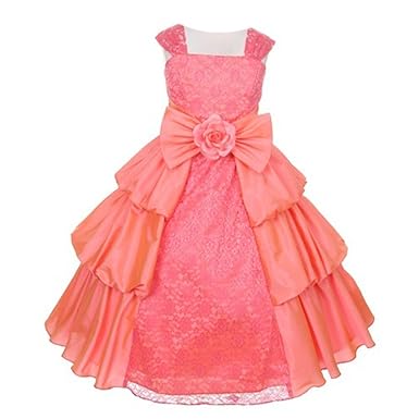 salmon flower girl dresses